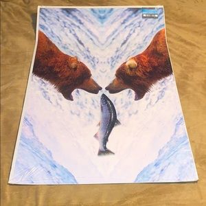 Two bears and fish poster.